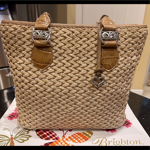 BRIGHTON JUTE AND LEATHER SHOULDER BAG & MATCHING BRIGHTON CROSSBODY WALLET - Picture 6 of 15